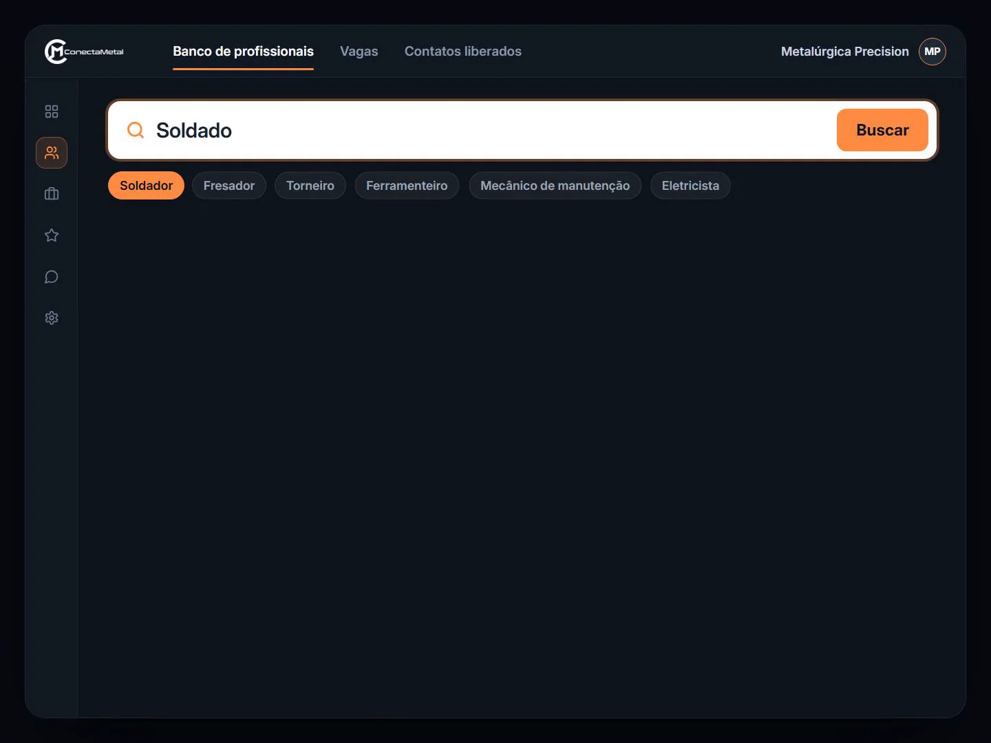 Portal da ConectaMetal: busca de soldador, perfil técnico e contato liberado no WhatsApp